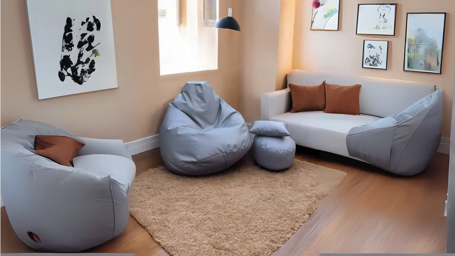 Bean bag in a living room