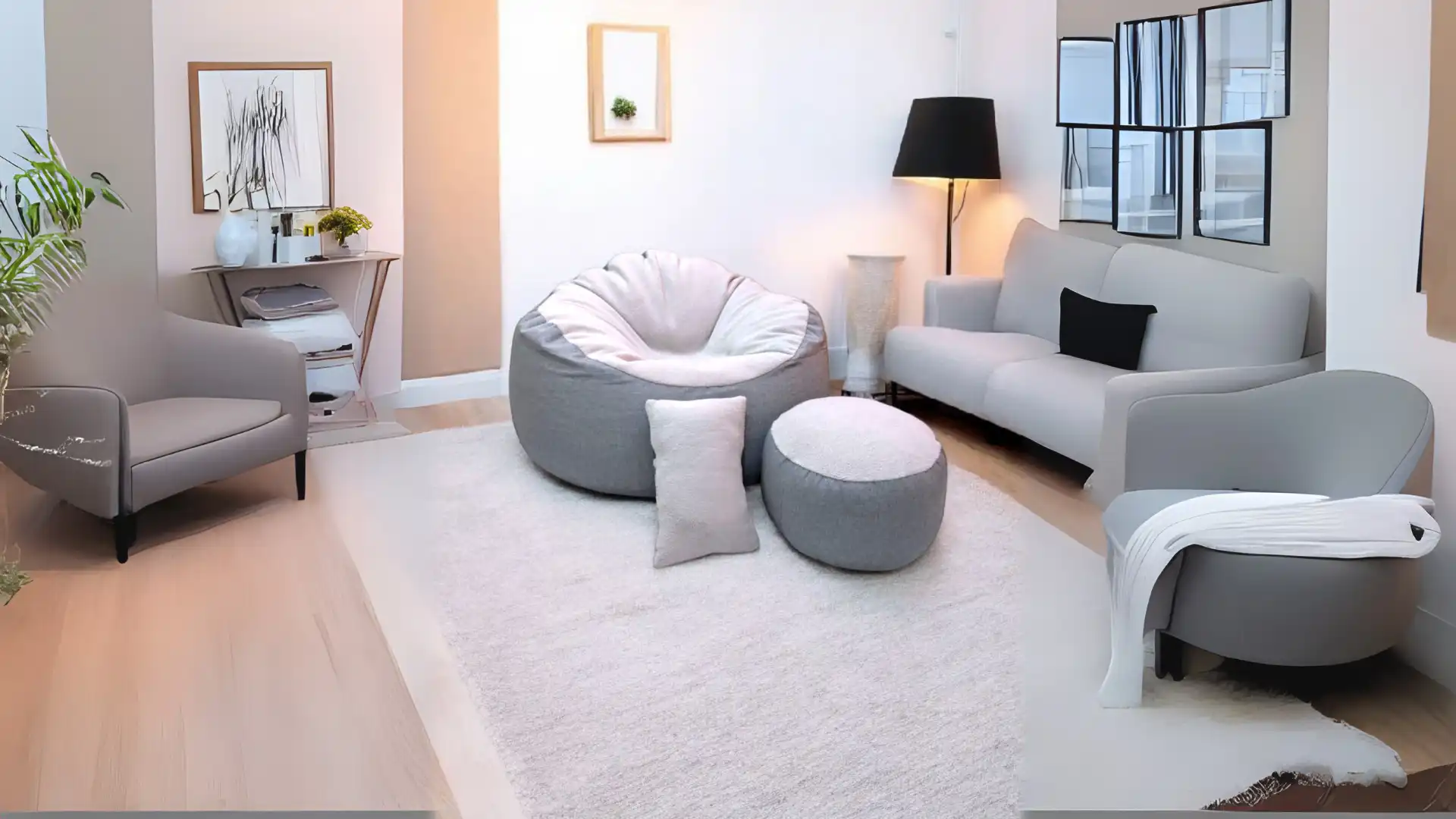 Bean bag in a cozy corner